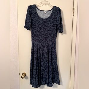 EUC Lularoe Nicole Midi Teal/Navy